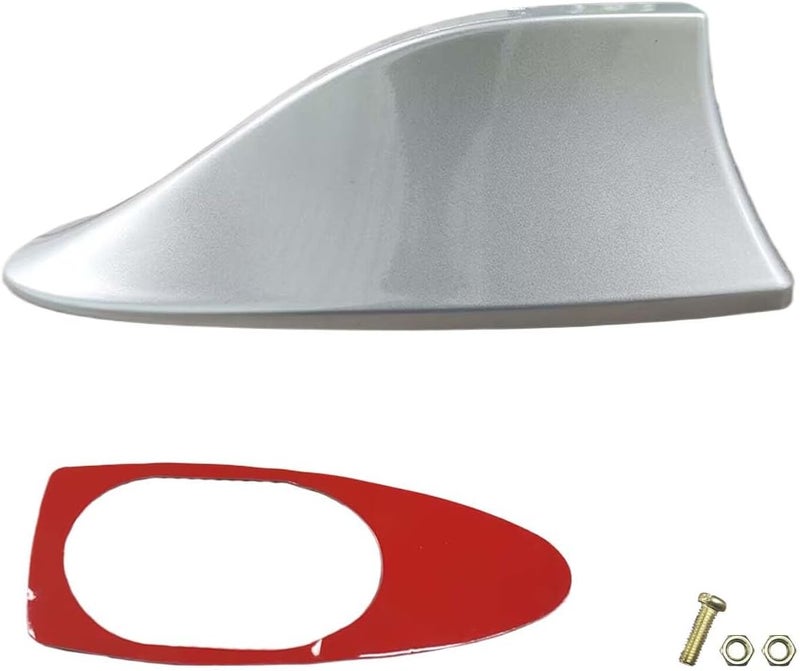 LHDOS Car Shark Fin Antenna Cover, Plastic Automotive Signal Roof Aerial Cover with Adhesive Tape, Universal Roof Mount Antenna Replacement Vehicle Decorative Cover for Car Truck SUV (Silver) - Image 1